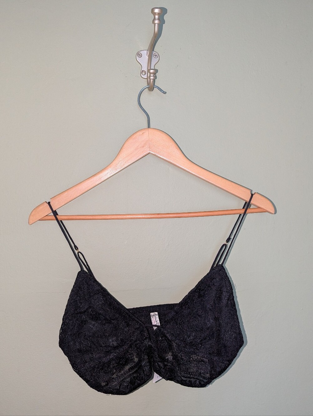 Free People Black Lace Bralette with Adjustable Straps